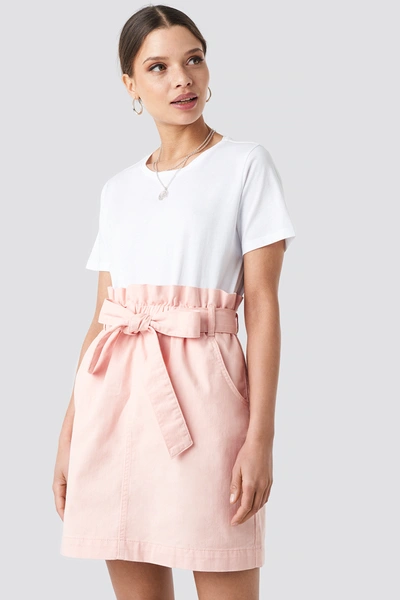 Na-kd Paper Bag Waist Denim Mini Skirt - Pink