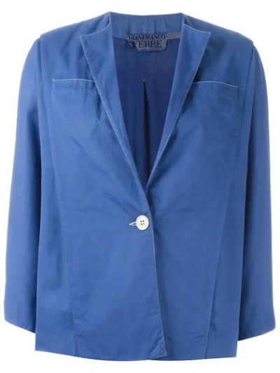 Pre-owned Gianfranco Ferre Vintage Single Button Jacket In Blue