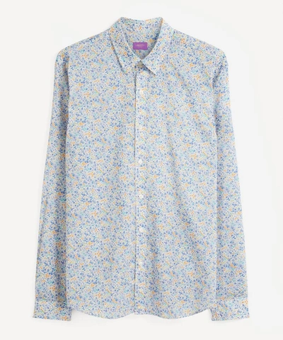 Liberty London Phoebe Tana Lawn Cotton Casual Classic Slim Fit Shirt In Blue