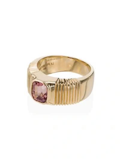 Retrouvai 14k Yellow Gold And Pink Ribbed Sapphire Ring In Metallic