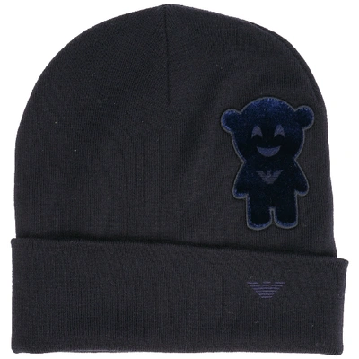 Emporio Armani Men's Wool Beanie Hat In Blue