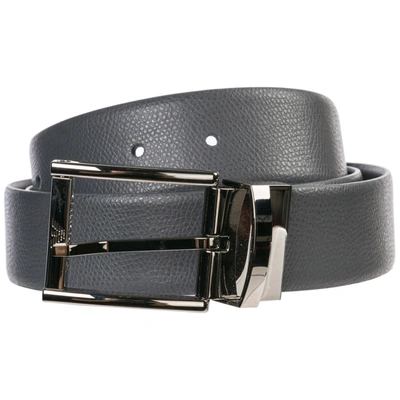 Emporio Armani Men's Adjustable Length Reversible Leather Belt In Grey