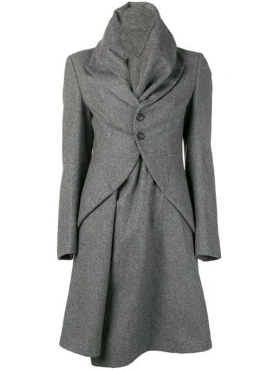 Pre-owned Comme Des Garçons Funnel Collar Coat In Grey