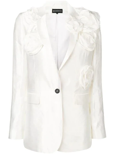Ann Demeulemeester Flower Appliqué Blazer In 3 White