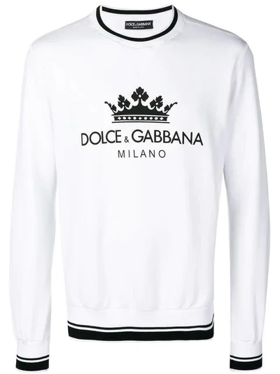 Dolce & Gabbana Contrast Logo Sweatshirt In White