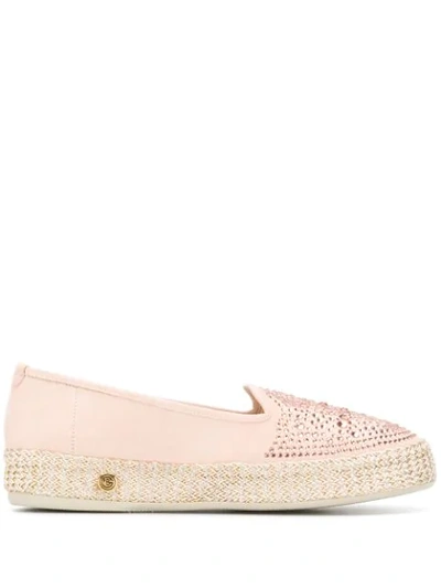 Baldinini Embellished Espadrille Flats In Pink