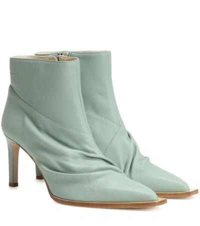 Tibi Cato Leather Ankle Boots In Sage