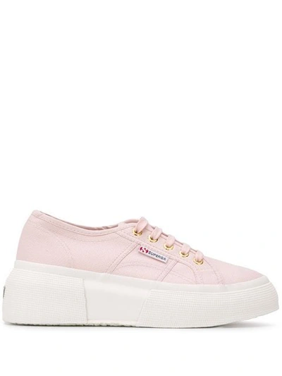 Superga Chunky Heel Trainers In Pink