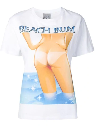 Ashley Williams Beach Bum Print T-shirt In White