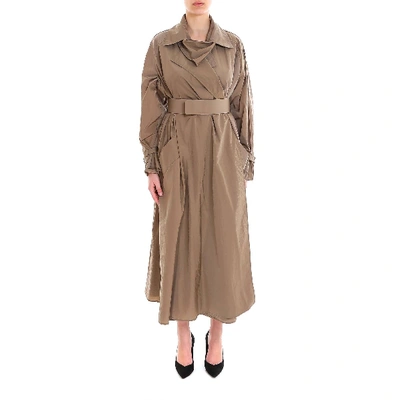 Max Mara Belted Trench Coat In Green