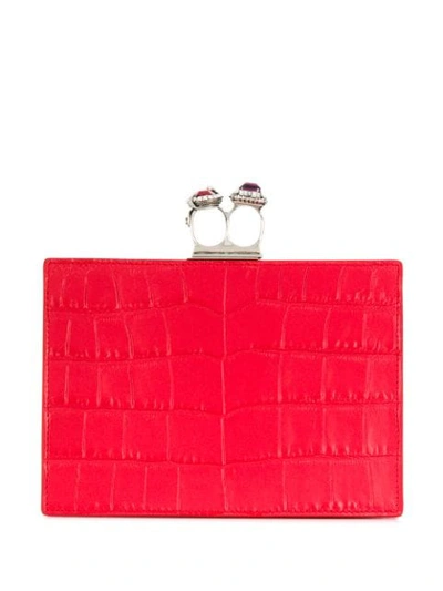 Alexander Mcqueen Small Double Ring Clutch In Red