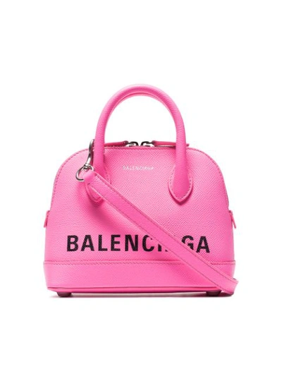 Balenciaga Extra Extra Small Ville Logo Leather Crossbody Satchel In Pink