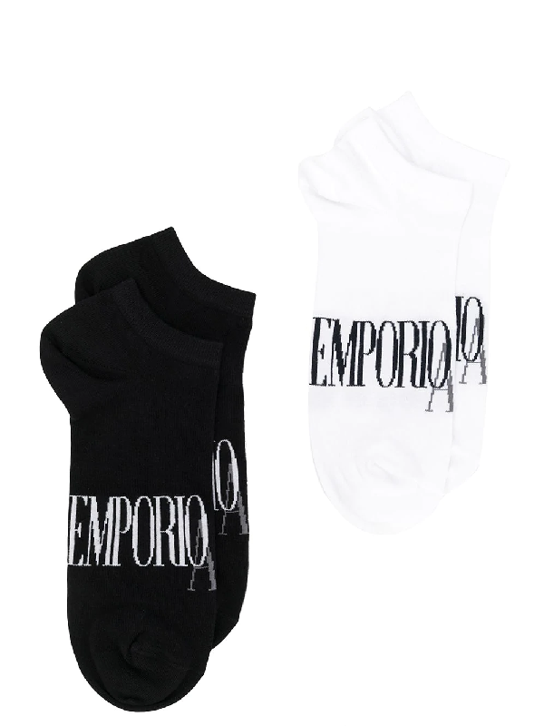 Emporio Armani 2Er Set Socken Mit Logo Schwarz in Black Emporio Armani 2Er Set Socken Mit Logo Schwarz in Black