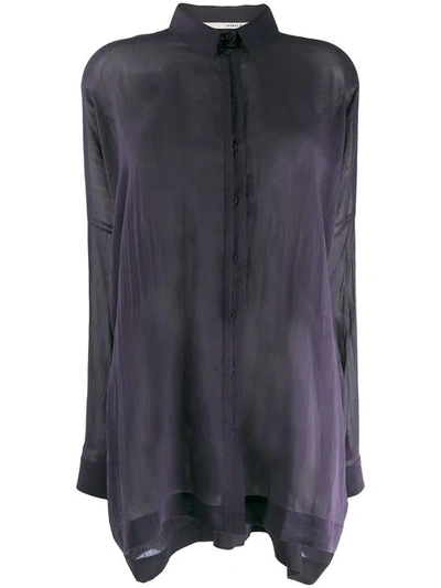 Isabel Benenato Sheer Batwing Sleeve Shirt In Purple