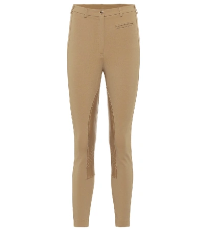 Burberry Leather-trimmed Leggings In Beige