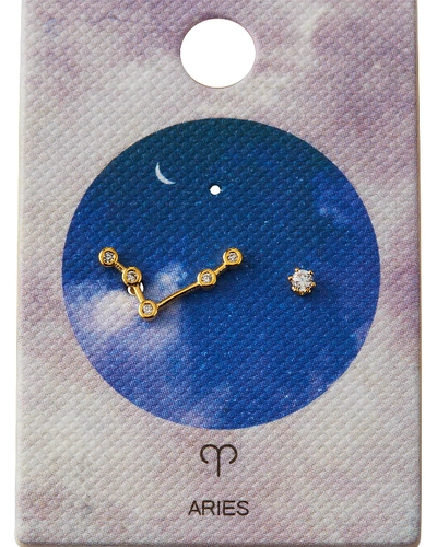 Tai Zodiac Constellation & Cubic Zirconia Stud Earrings In Virgo