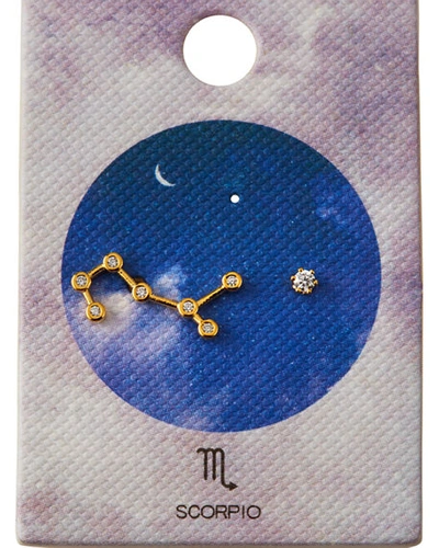 Tai Zodiac Constellation & Cubic Zirconia Stud Earrings In Scorpio