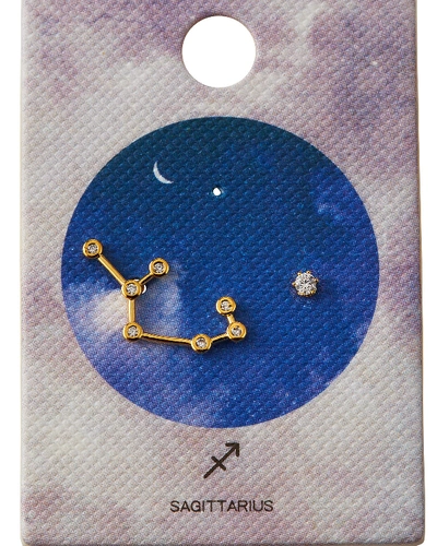 Tai Zodiac Constellation & Cubic Zirconia Stud Earrings In Sagitarius