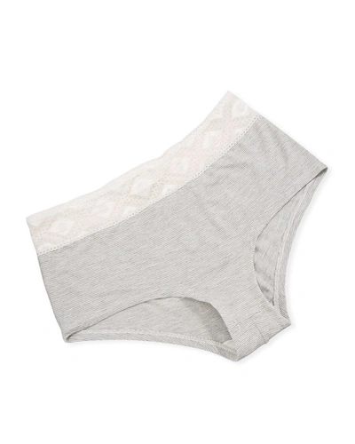 Cosabella Adriana Low-rise Lace-trim Hotpants In Gray Stripe