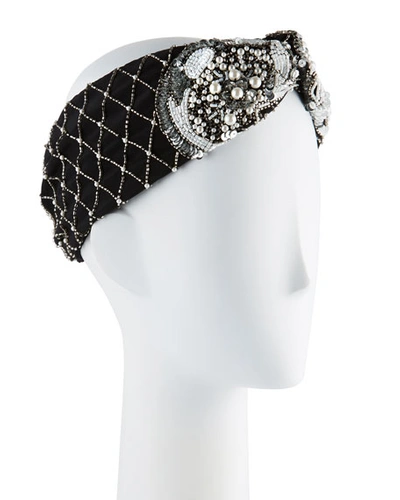 Mignonne Gavigan Le Charlot Beaded Turban Headband In Black