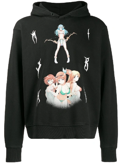Misbhv Anime Print Hoodie - Black In Black