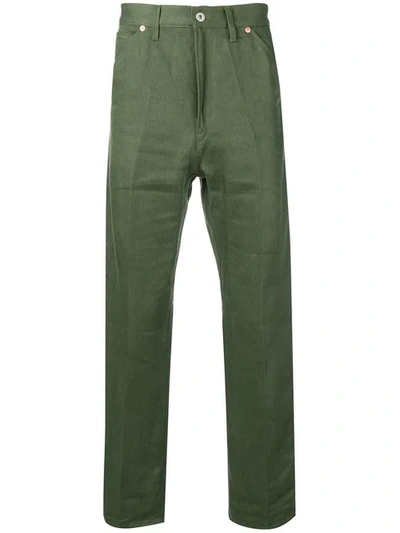 Junya Watanabe Linen Straight-leg Trousers In 1 Green