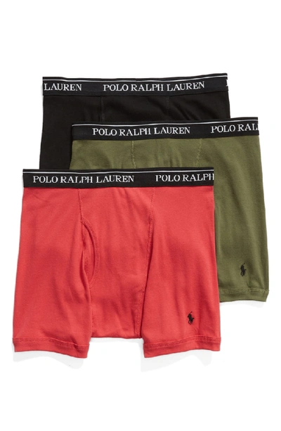 Polo Ralph Lauren 3-pack Boxer Briefs In Sunrise/ Sage/ Polo Black