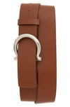 Ferragamo Men's Gancini D-ring Buckle Leather Belt In Light Brown