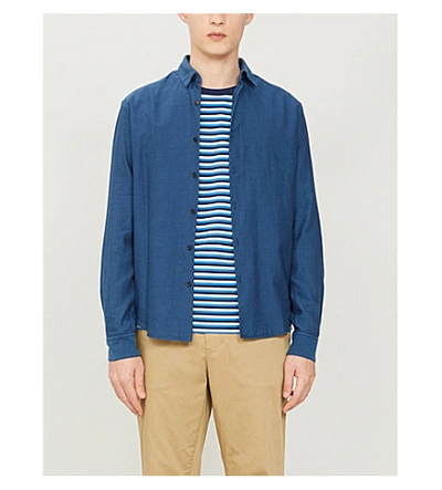 Sandro Regular-fit Cotton-twill Shirt In Navy Blue