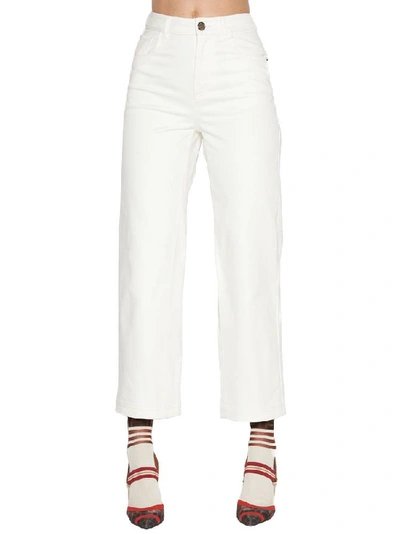 Fendi Cropped Flared Jeans In White