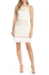 Adelyn Rae Nia Pleated A-line Dress In White-nude
