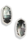 Kendra Scott Ellie Earrings In Bright Silver/ Black Mop