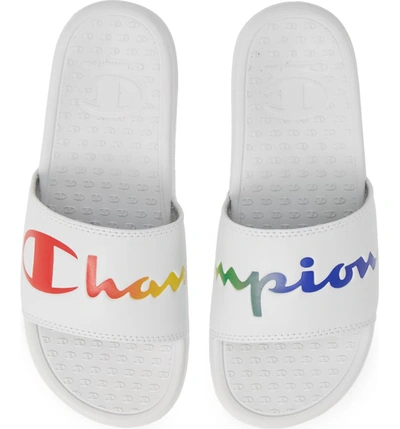 Champion Super Split Script Sport Slide In White