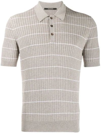 Tagliatore Ribbed Knit Polo Shirt In Grey