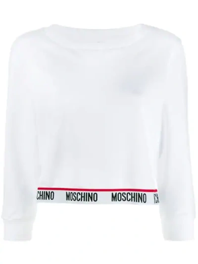 Moschino Logo Trim Sweatshirt - White