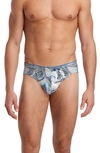 2(x)ist Sliq Micro Briefs In Liquid Silver Print