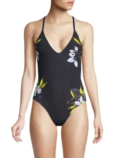 La Blanca Swim Floral-print One-piece Swimsuit In Black