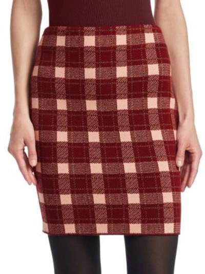 Akris Punto Tweed Check Mini Skirt In Blush Rose