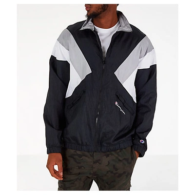 Champion Men's Nylon Colorblock Track Jacket In Black