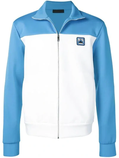 Prada Zip-up Sports Jacket In Azure/white