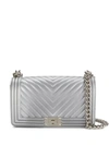 Marc Ellis Foldover Top Chain Crossbody Bag In Silver
