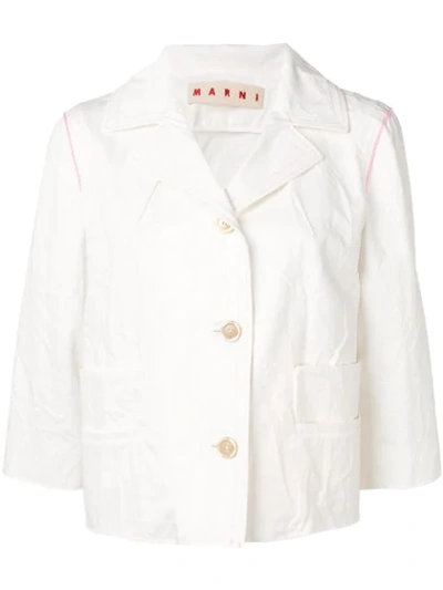 Marni Einreihige Jeansjacke - Weiss In White