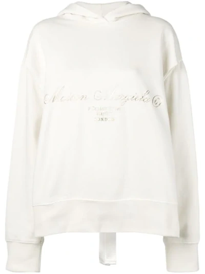 Mm6 Maison Margiela Logo-print Oversized Cotton Hooded Sweatshirt In White