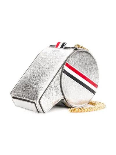 Thom Browne Rwb Stripe Leather Whistle Bag In 045 Silver