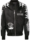 Philipp Plein Logo Patchwork Bomber Jacket In Black