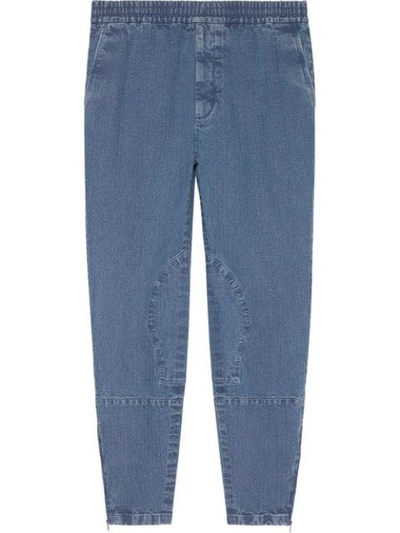 Gucci Herringbone Denim Pant In Blue