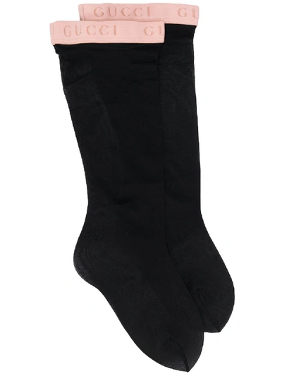 Gucci Logo Cuff Nylon Socks In Black