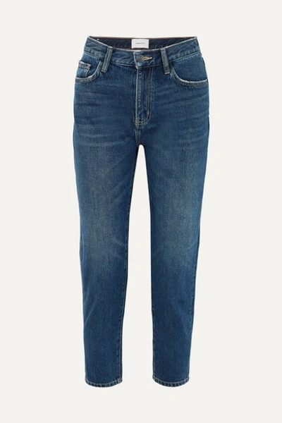 Current Elliott The Vintage Cropped Distressed High-rise Slim-leg Jeans In Indigo