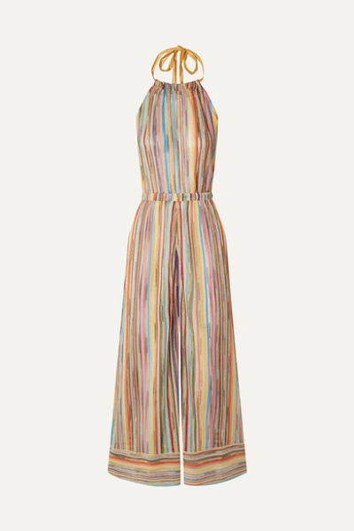 Missoni Mare Metallic Crochet-knit Halterneck Jumpsuit In Neutrals