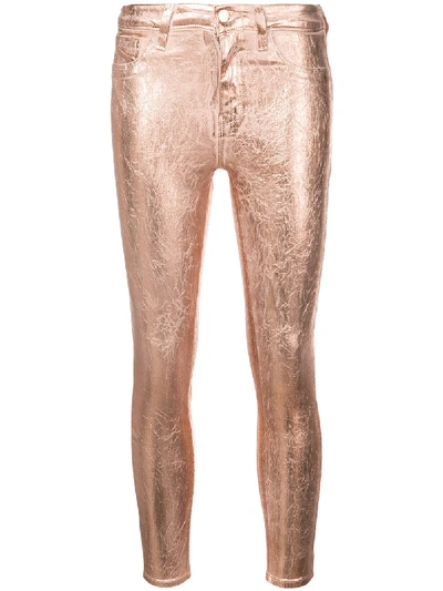L Agence Margot High-rise Foil Cheetah-print Skinny Jeans In Petal & Light Rose Gold Foil